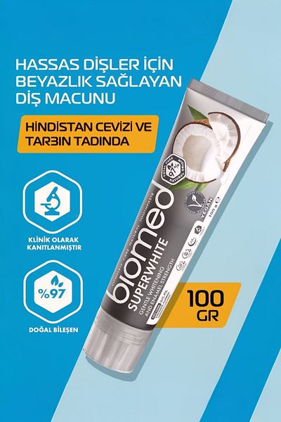 Biomed Superwhite Toothpaste (Natural Herbal Vegan Fluoride-Free) Toothpaste 100 gr