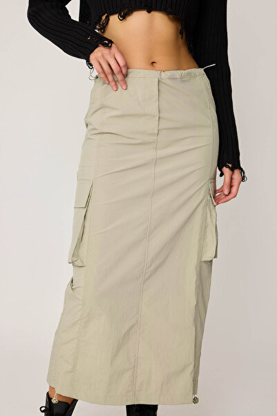 Vitrin Fustă elastică din țesătură cu parașuta cu buzunar cargo