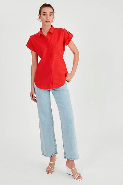 Vitrin Short Sleeve Shirt with Sleeve Detail