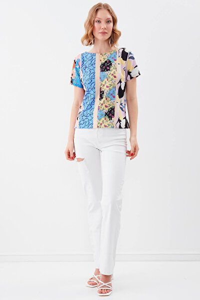 Vitrin Patterned Short Sleeve Blouse