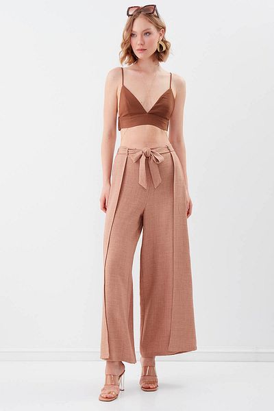 Vitrin Flowing Side Slits Tie Waist Trousers