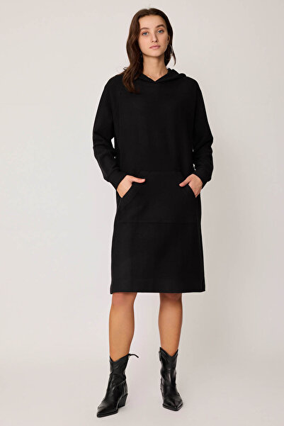Vitrin Hooded Knitted Dress with Front Pocket