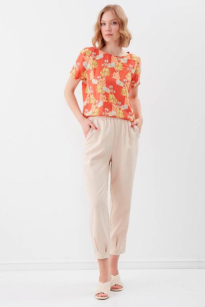 Vitrin Elastic Waist Pleated High Waist Trousers