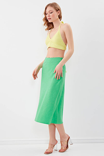 Vitrin Midi Length Skirt with Side Zipper