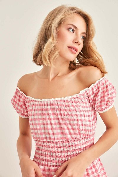 Vitrin Long Country Dress with Guipure Stripe Detail