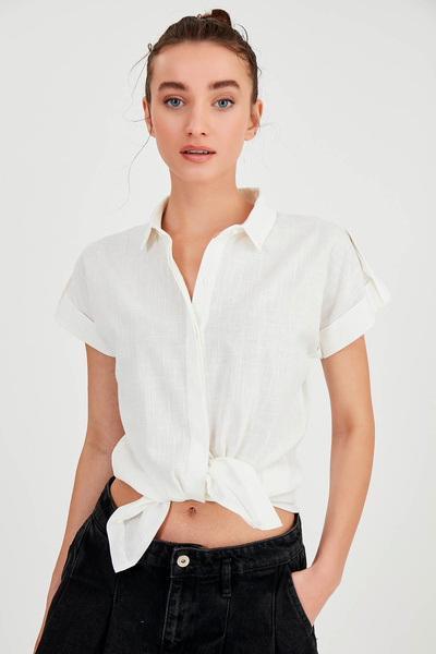 Vitrin Short Sleeve Shirt with Sleeve Detail