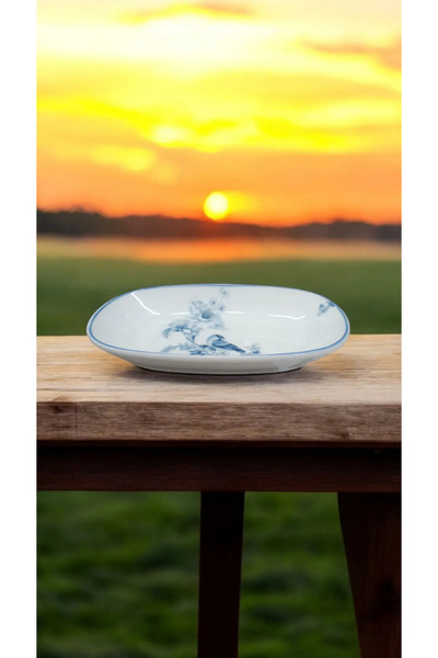 FAYA HOME Güral Porselen 6 Adet Kuş Desen 15 Cm Şuje Kayık Tabak 1891