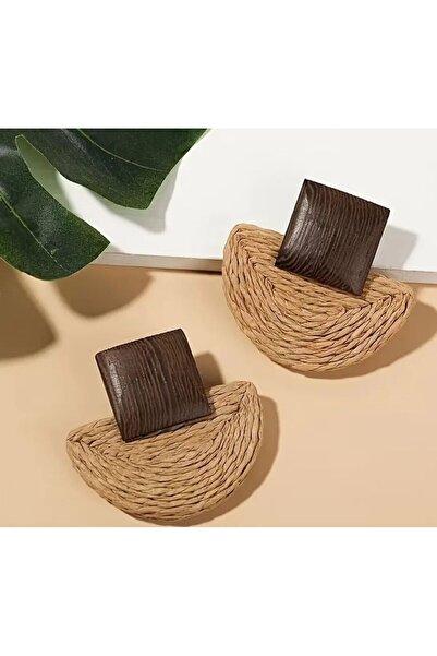 Dgt Luxury Boho Ahşap, Hasır, El yapımı Göz Alıcı İlkbahar, Yaz, Plaj Küpeleri