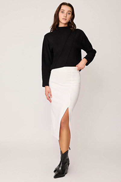 Vitrin Side Zippered Slit Knitwear Skirt