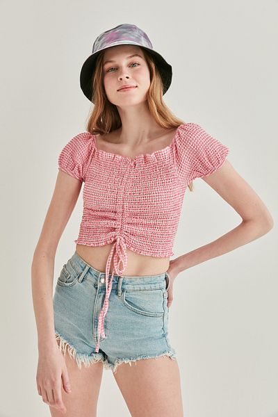 Vitrin Μίνι μπλούζα Gingham μπροστινή Gathered