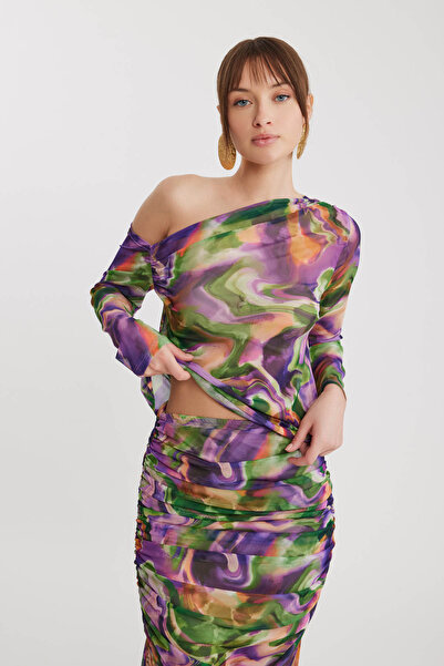 Vitrin Bluză din tul cu decolteu asimetric