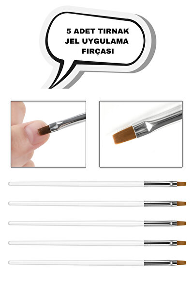 Coscelia 5 Adet Tırnak Jel Uygulama Fırça Poli Tırnak Jel Fırça Jel Tırnak Uz...