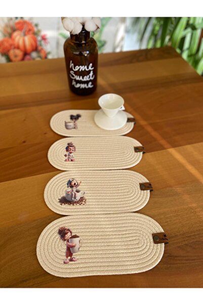 Nev Design 4'lü Bardak Altlığı, DFT Baskı, Mini supla, Amerikan servis