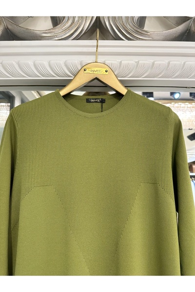 Invee 6222 Triko Tunik - Yağ Yeşili