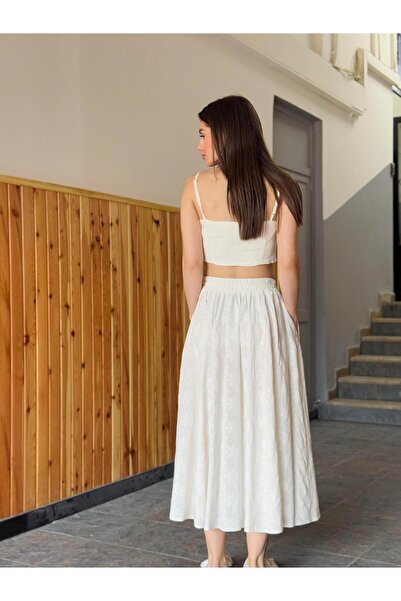 Retrobird Γυναικεία φούστα Maxi σε μπεζ χρώμα κύκλος