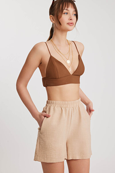 Vitrin Beli Lastikli Cepli Şort