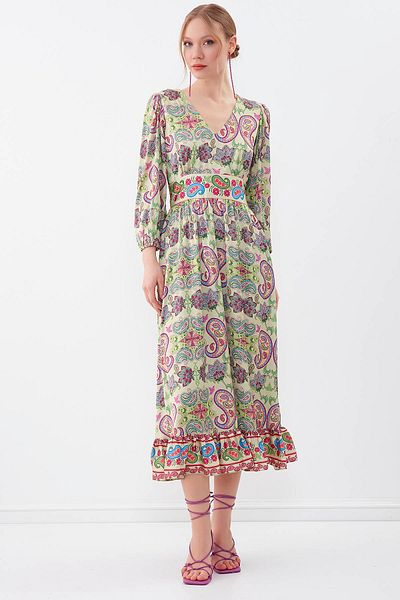 Vitrin Ethnic Pattern Long Dress