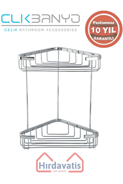 ÇELİK BANYO Paslanmaz Pirinç Efe İkili 18x18cm Sabunluk Şampuanlık Ve Köşe Sü...