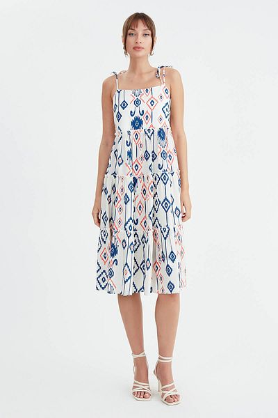 Vitrin Ethnic Pattern Dress with Rope Straps