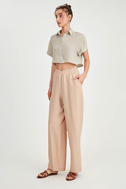 Vitrin Crossed Waist Elastic Detailed Trousers