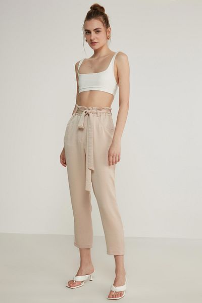 Vitrin High Waist Drawstring Carrot Trousers