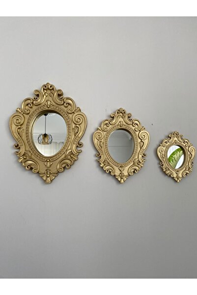 Nayino Oval Ayna Set Vintage 3 lü Ayna Set