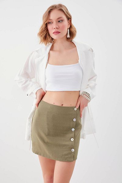 Vitrin Μίνι φούστα από λινό Viscose με κουμπιά Mother of Pearl