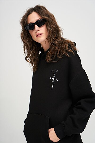 Trendiz Unisex Look Mom I Can Fly Μαύρο φούτερ με κουκούλα