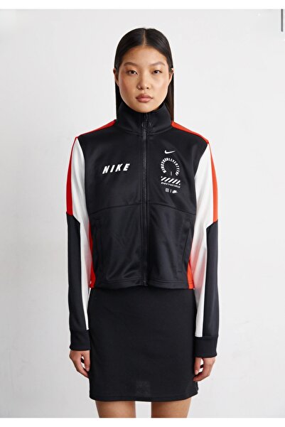 Nike Спортивний одяг Зшитий трикотаж Повна застібка-блискавка Чорна жіноча кофта