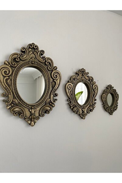 Nayino Oval Ayna Set Vintage 3 lü Ayna Set