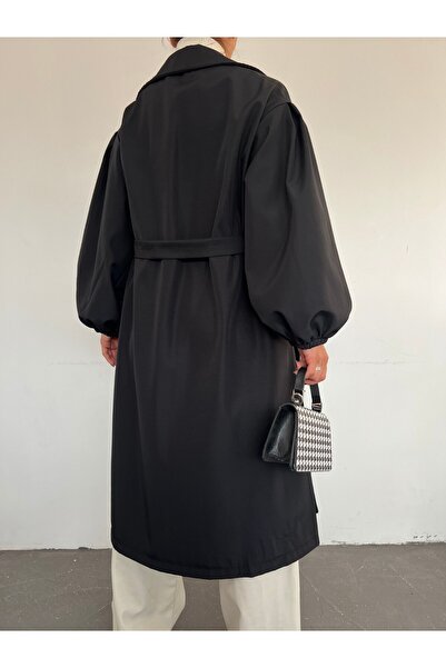 Modamorfo Elastyczna talia, sznurowane rękawy, hidżab, trenckot - czarny