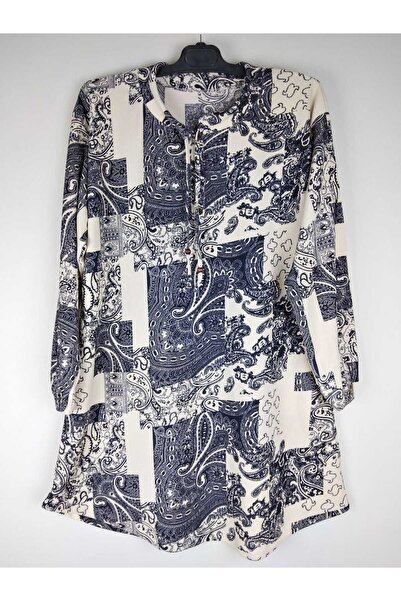 YAŞAR TRİKO Жіноча туніка - кремового кольору, з застібкою на комірі, довгими рукавами на ґудзиках, еластичним поясом на талії та підкачаними штанинами.