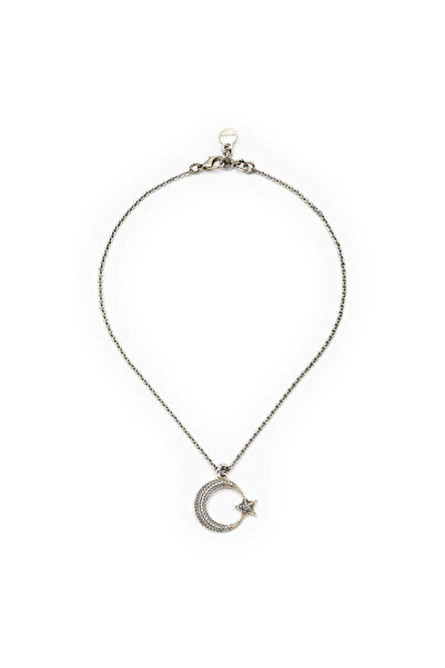 Mon Reve Stellar Glow Gümüş Kaplama Ay Yıldız Zirkon Charm Zincir Kolye