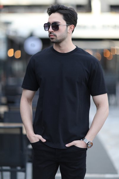 JB John Borners Men's Crew Neck Regular Fit Cotton T-Shirt Black - 5446