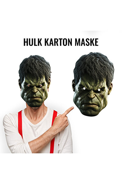 heryerehediye Hulk Karton Yüz Maskesi, Kalın Kuşe Baskı (5 Adet)
