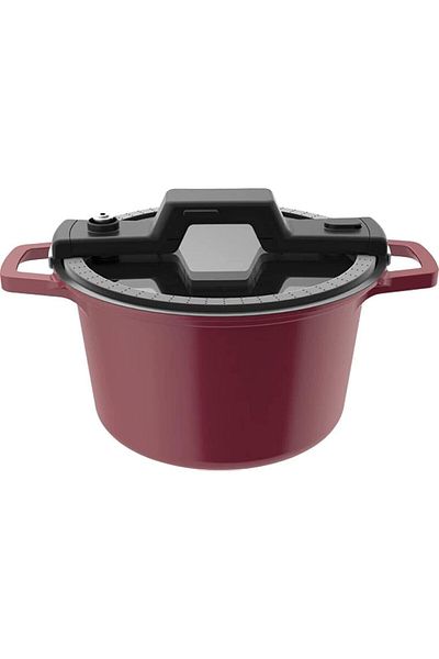 NEOFLAM Smart Cook Cast Aluminum Storage Pot (24 CM) Dishwasher Safe Red. Capacity: 5.4 Litres