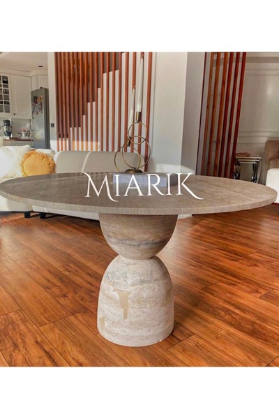 MIARIK DESIGN & DEKORASYON TRAVERTEN KUM SAATI YEMEK MASASI