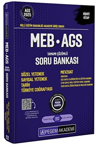 Pegem Akademi Yayıncılık Pegem 2025 MEB-AGS Sözel-Sayısal Yetenek, Tarih, Tür...
