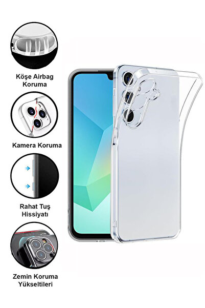 CEPSTOK Samsung Galaxy A16 Kılıf Şeffaf Kamera Korumalı Esnek Yumuşak Silikon
