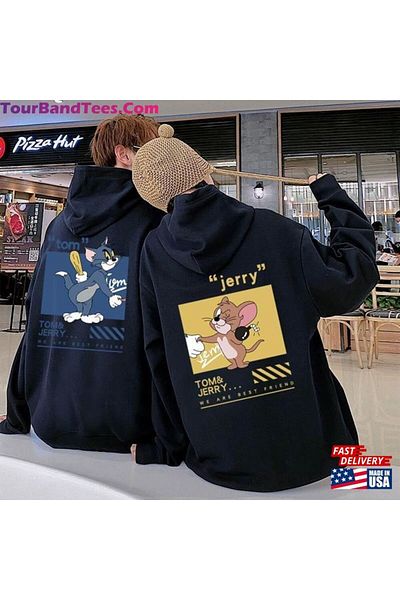macklin Set de 2 hanorac cu glugă cu imprimeu pentru iubit și prieten, combinație de cuplu Tom și Jerry Friends