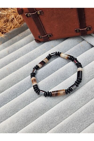 AURA Natural Stone Men's Bracelet Special Design Agate(Stress Stone)