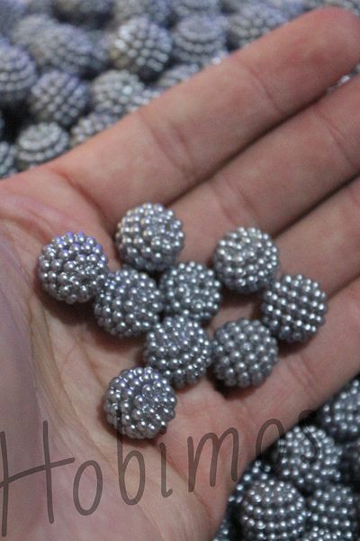 Hobimos 14 mm Interlaced Gray Pearl Beads - 100 Pieces Jewelry and Bag Making Beads