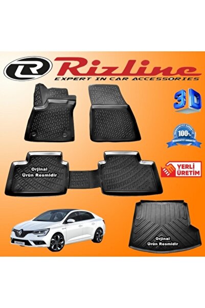 Rizline Megane 4 Touch 3d Paspas + 3d Bagaj Havuzu Sedan 2019 Sonrası Siyah Set