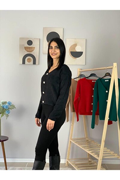 YusGos Women's Bearded Knitwear Crop Cardigan