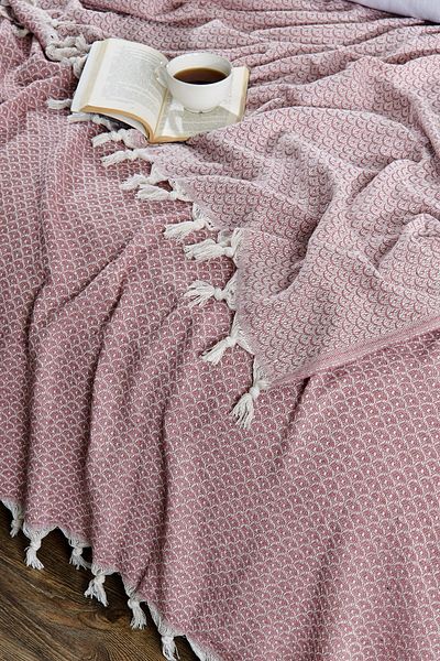 ÇIQRIK HOME Natural Jacquard Cotton Sea Double Pique Bedspread