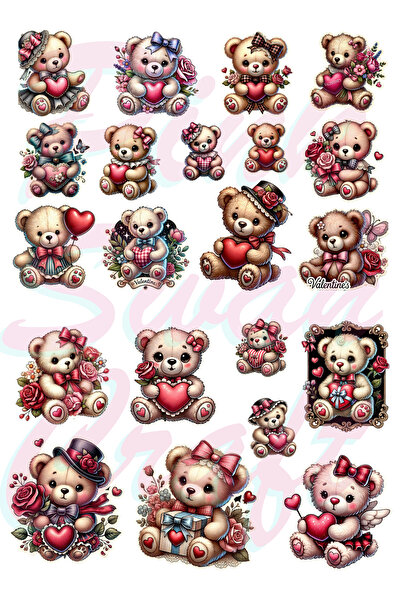 Pink Swan Craft مجموعة ملصقات الدببة اللطيفة لعيد الحب، مجلة رصاصة، سجل قصاصا...