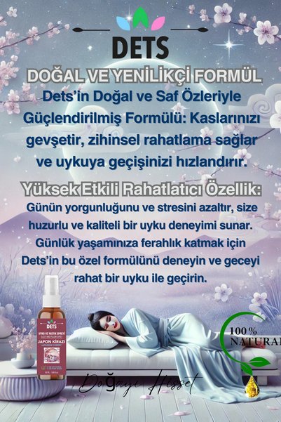Dets Japon Kirazı Uyku ve Yastık Spreyi – Sakura Esintisi ile Huzur ve Rahatlama