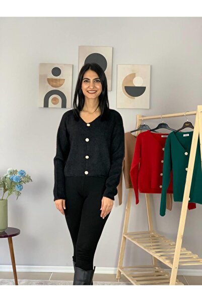 YusGos Women's Bearded Knitwear Crop Cardigan