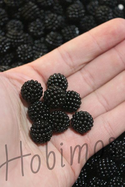 Hobimos 250Pcs Black Color 14 mm Snap Blackberry Pearl Beads - Jewelry, Bag Making Beads