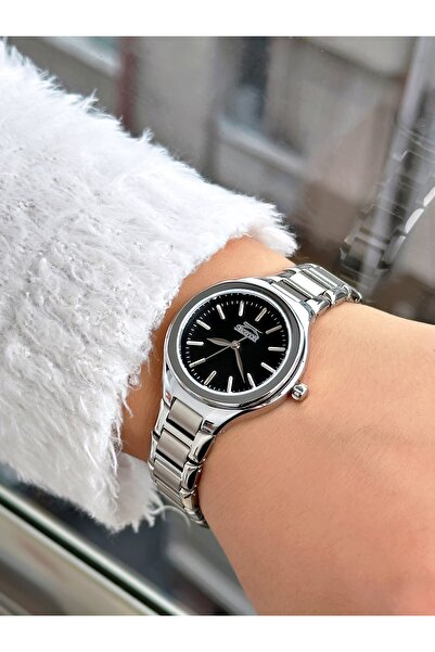 Slazenger Special Design Silver-Black Color Steel Band Women's Wrist Watch 2254